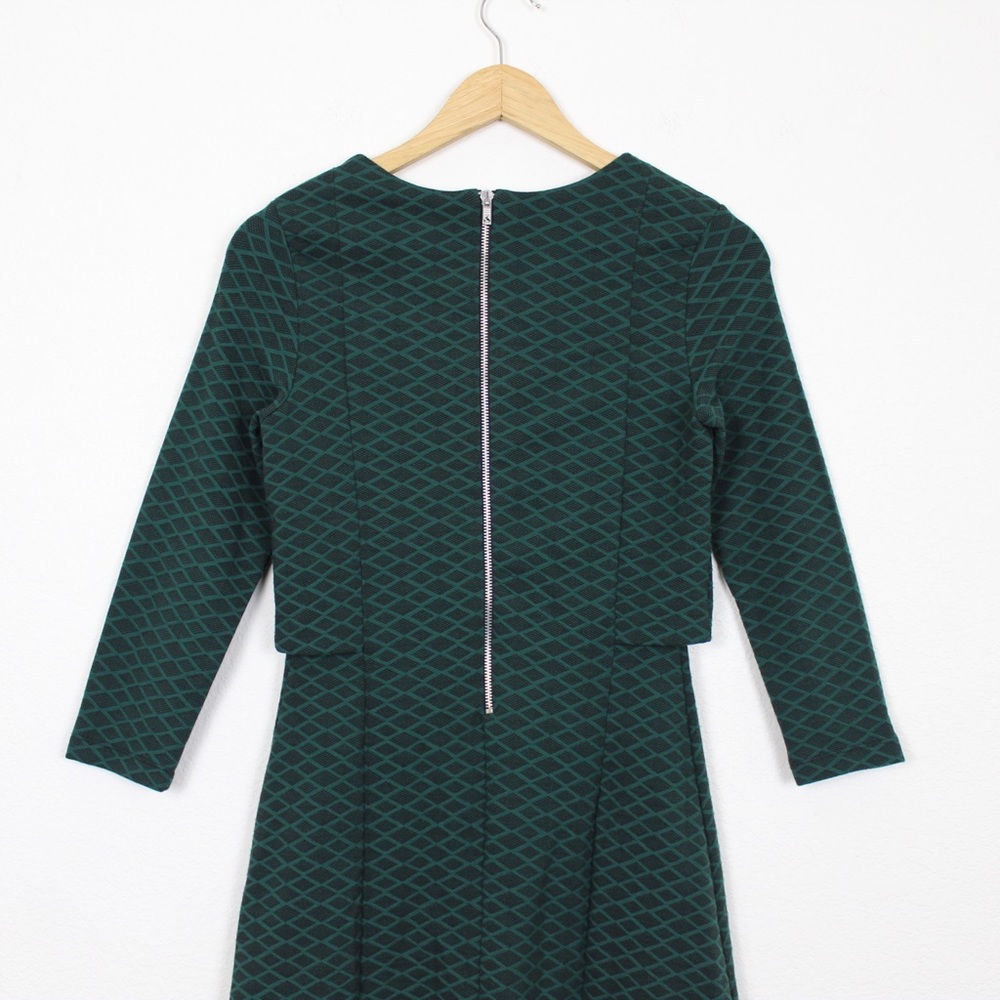 Topshop Geo Print Notch Overlay 3/4 Sleeve Mini Dress - Picture 11 of 14